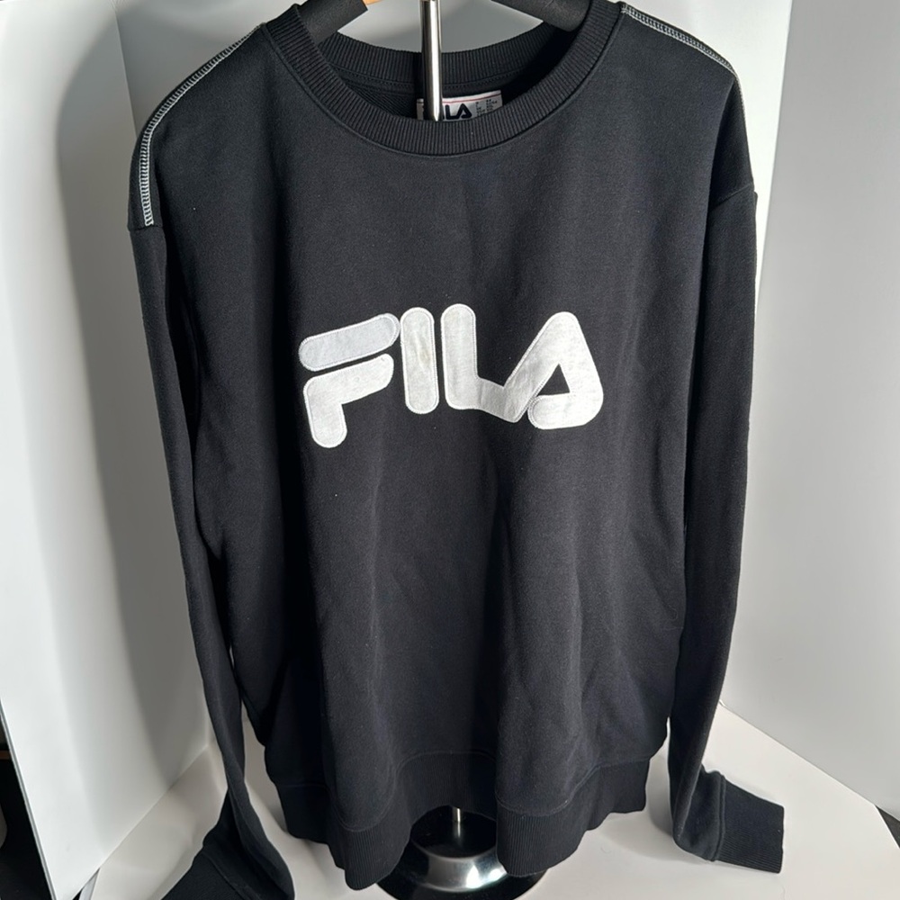 FILA Womens Black Embroidered Logo Sweatshirt Size XXL
